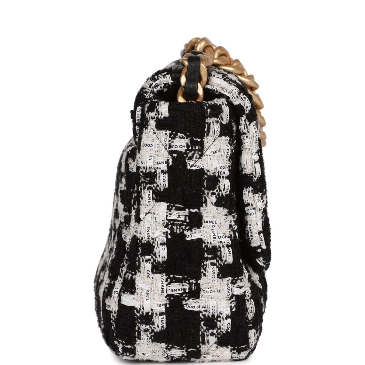 Chanel Medium  Flap Bag Black and White Tweed Mixed Hardware