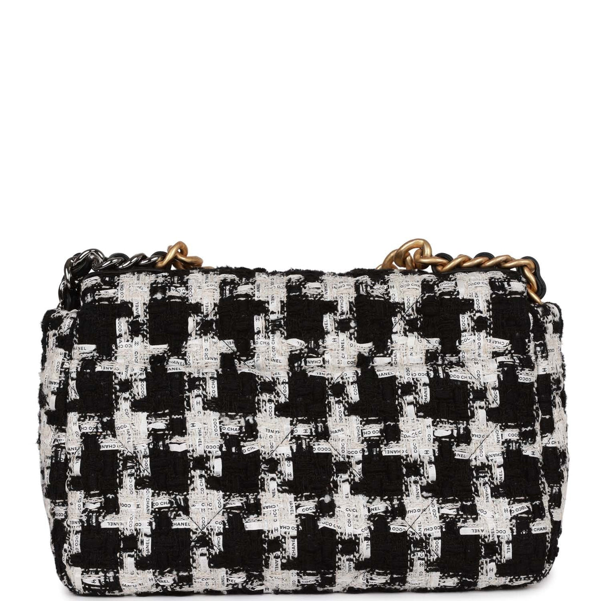 Chanel Medium  Flap Bag Black and White Tweed Mixed Hardware