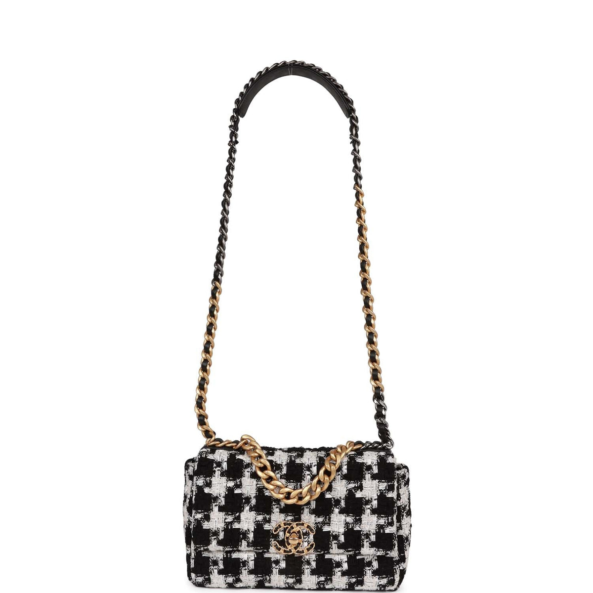 Chanel Medium  Flap Bag Black and White Tweed Mixed Hardware