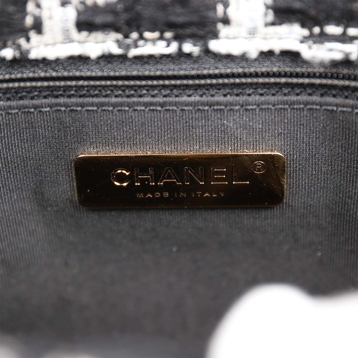 Chanel Medium  Flap Bag Black and White Tweed Mixed Hardware