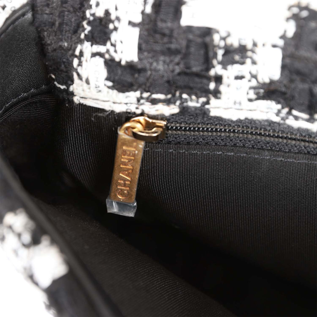 Chanel Medium  Flap Bag Black and White Tweed Mixed Hardware