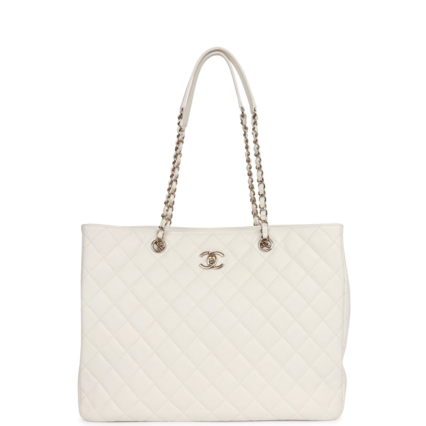 Chanel Large Classic Timeless Tote White Caviar Light Gold Hardware