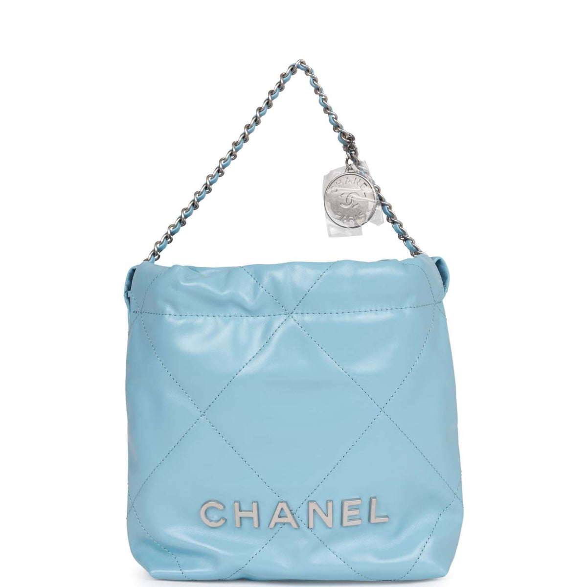 Chanel Mini  Bag Light Blue Calfskin Silver Hardware