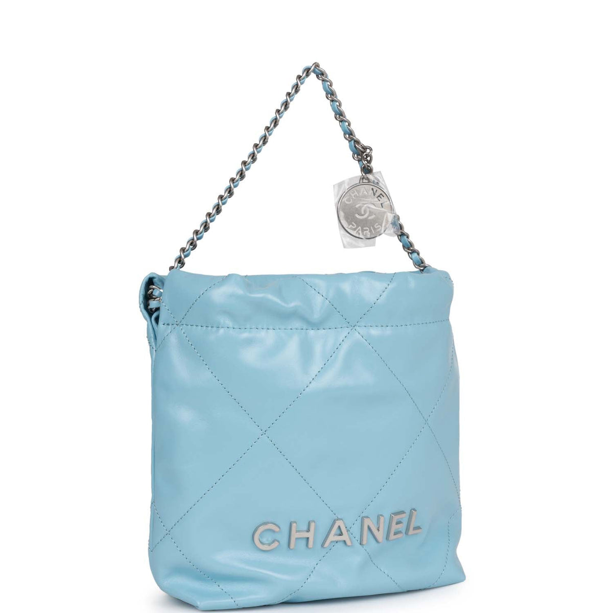 Chanel Mini  Bag Light Blue Calfskin Silver Hardware
