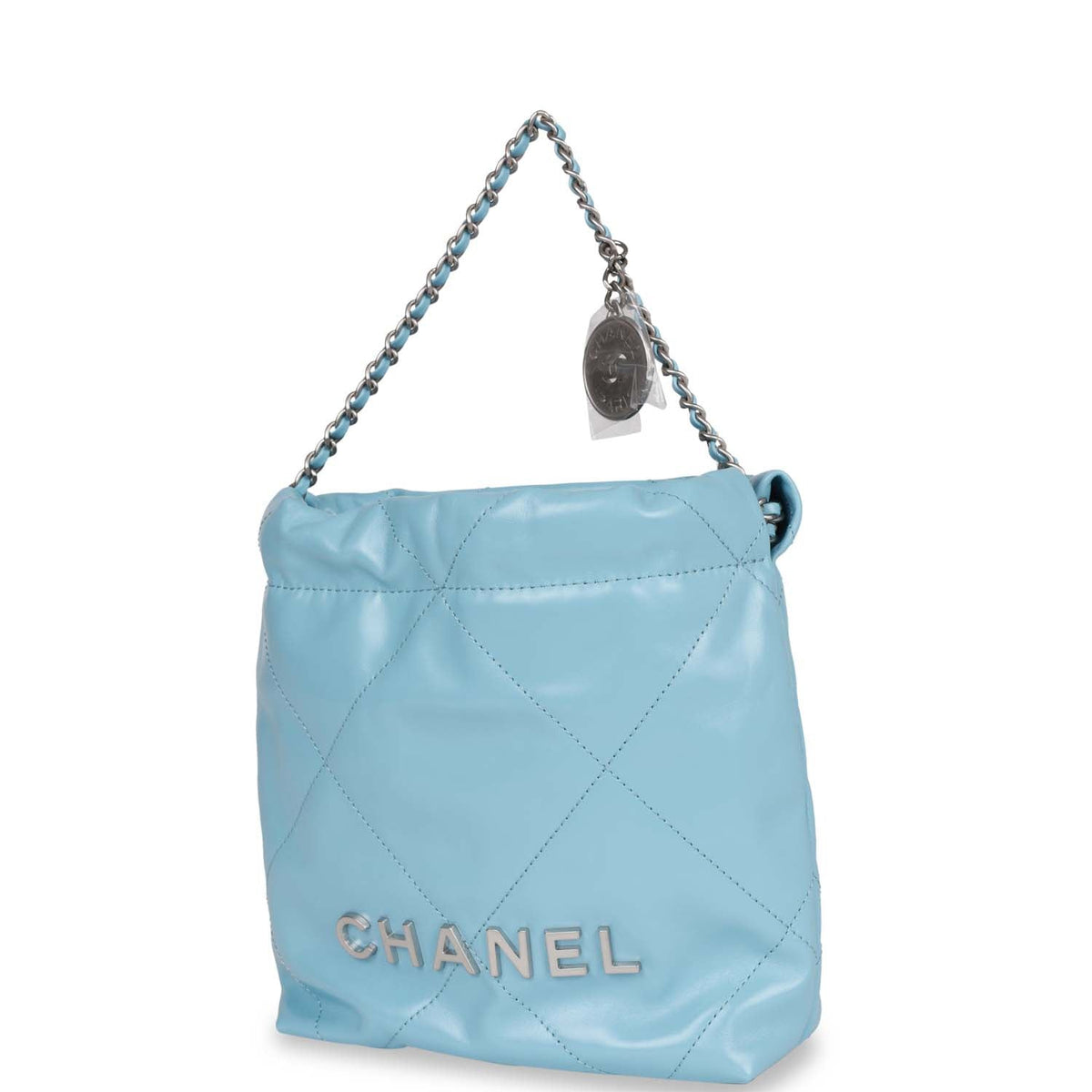 Chanel Mini  Bag Light Blue Calfskin Silver Hardware