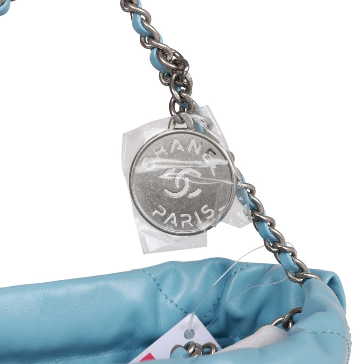 Chanel Mini  Bag Light Blue Calfskin Silver Hardware