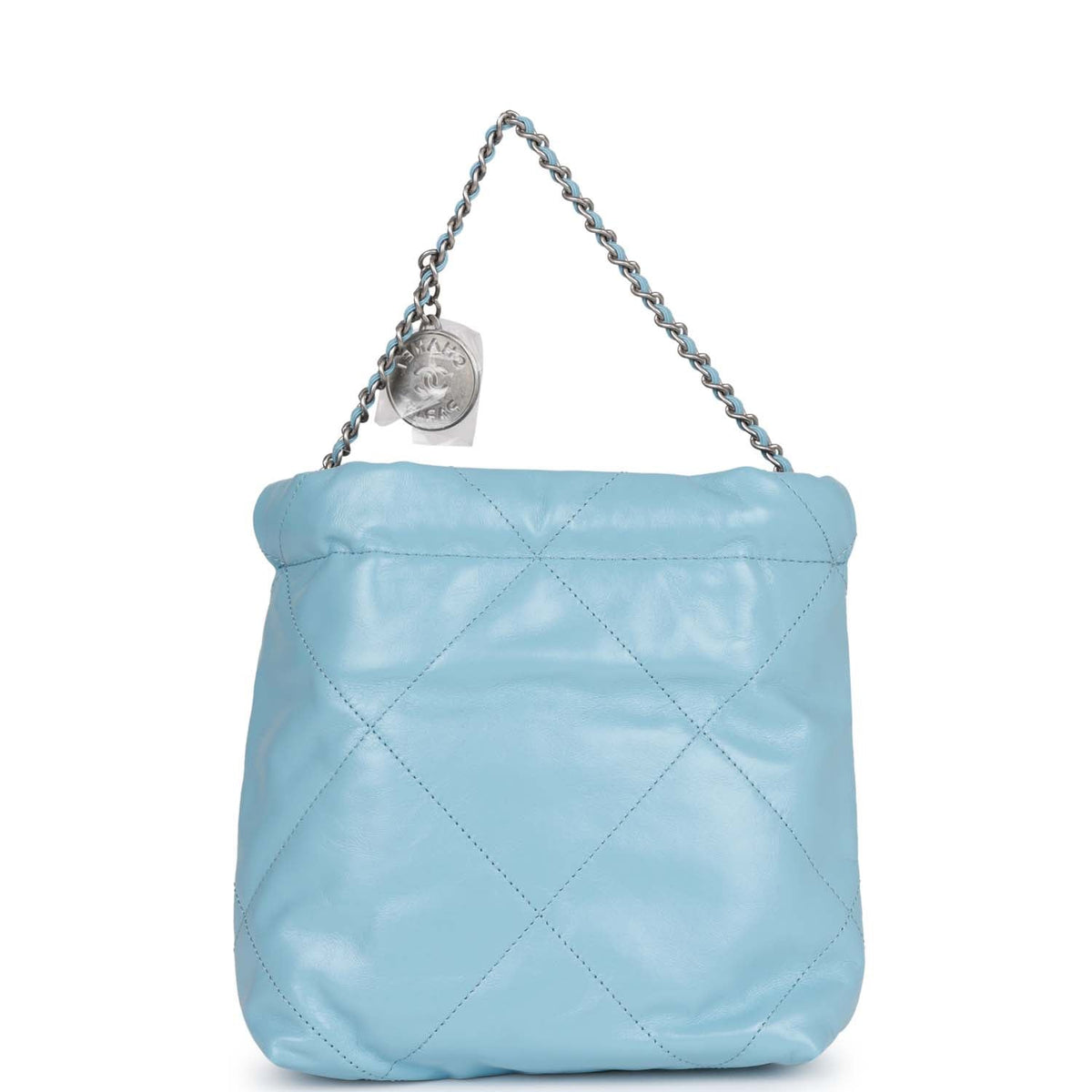 Chanel Mini  Bag Light Blue Calfskin Silver Hardware