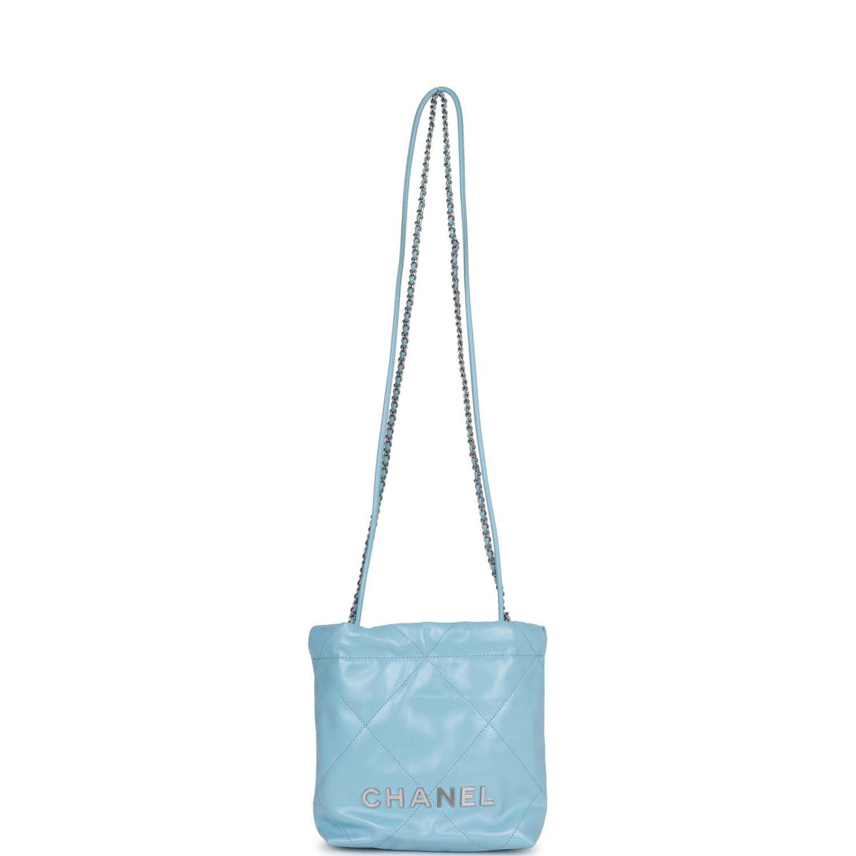 Chanel Mini  Bag Light Blue Calfskin Silver Hardware