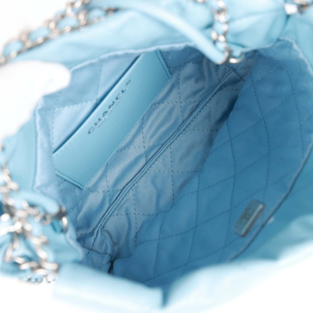 Chanel Mini  Bag Light Blue Calfskin Silver Hardware