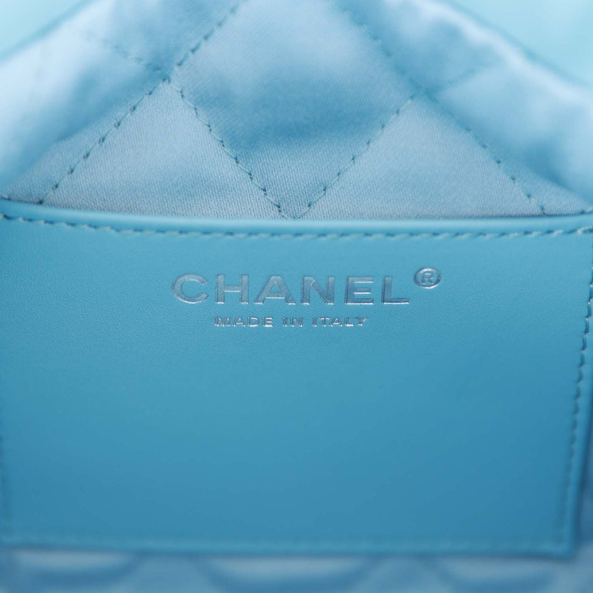 Chanel Mini  Bag Light Blue Calfskin Silver Hardware