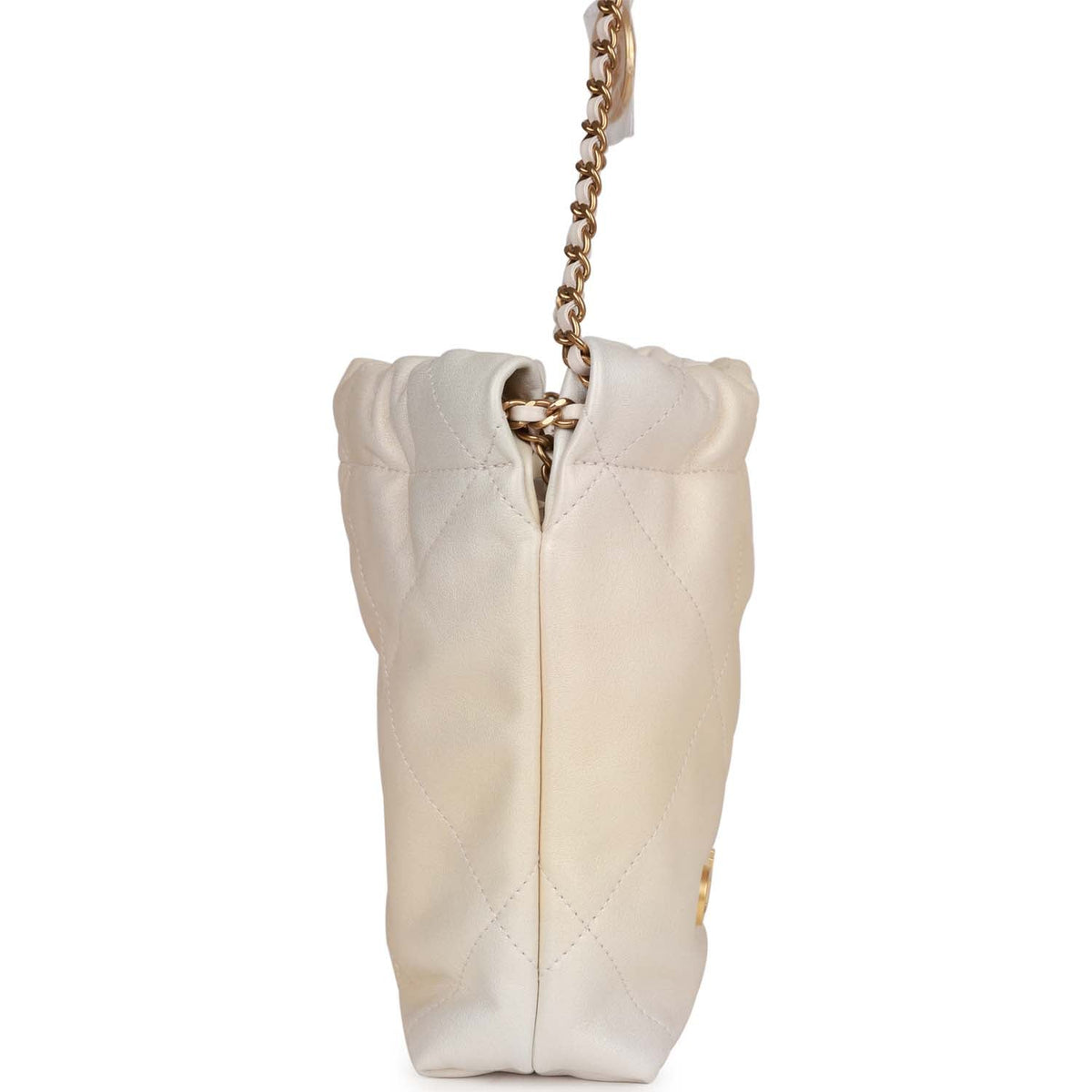 Chanel Mini  Bag Champagne Iridescent Calfskin Gold Hardware