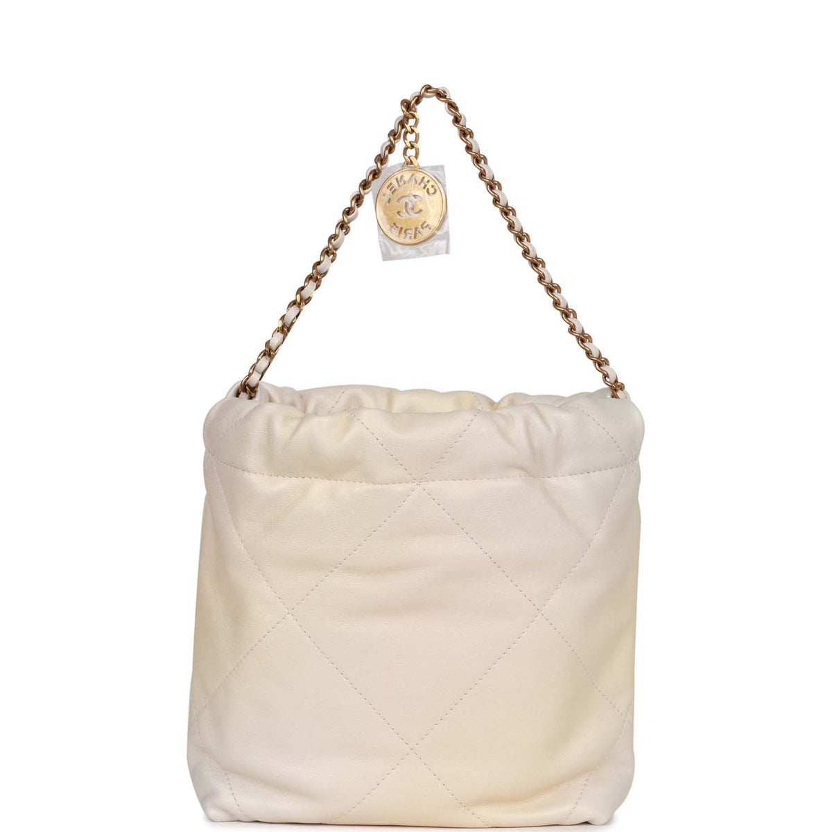 Chanel Mini  Bag Champagne Iridescent Calfskin Gold Hardware
