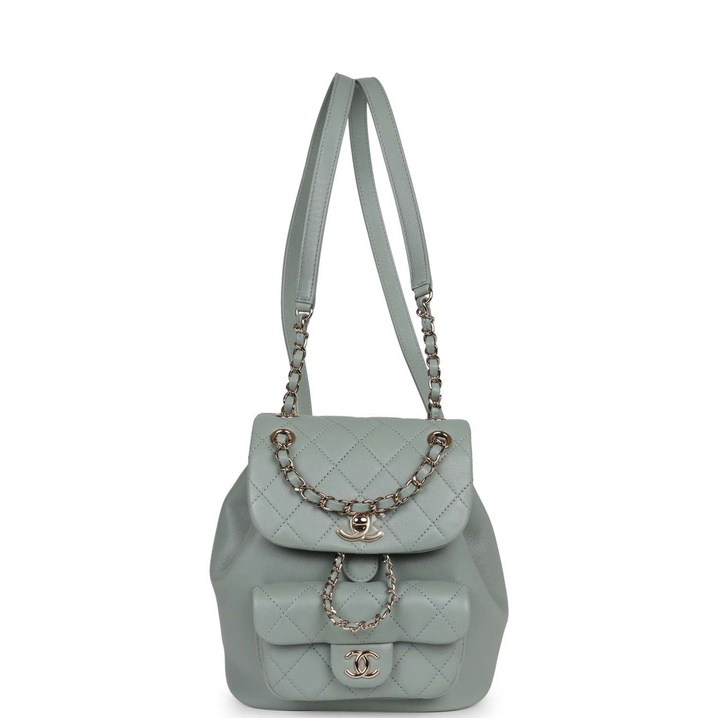 Chanel Small Duma Backpack Light Blue Lambskin Light Gold Hardware