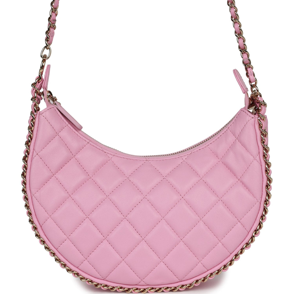 Chanel Small Chain Around Hobo Pink Lambskin Gold Hardware