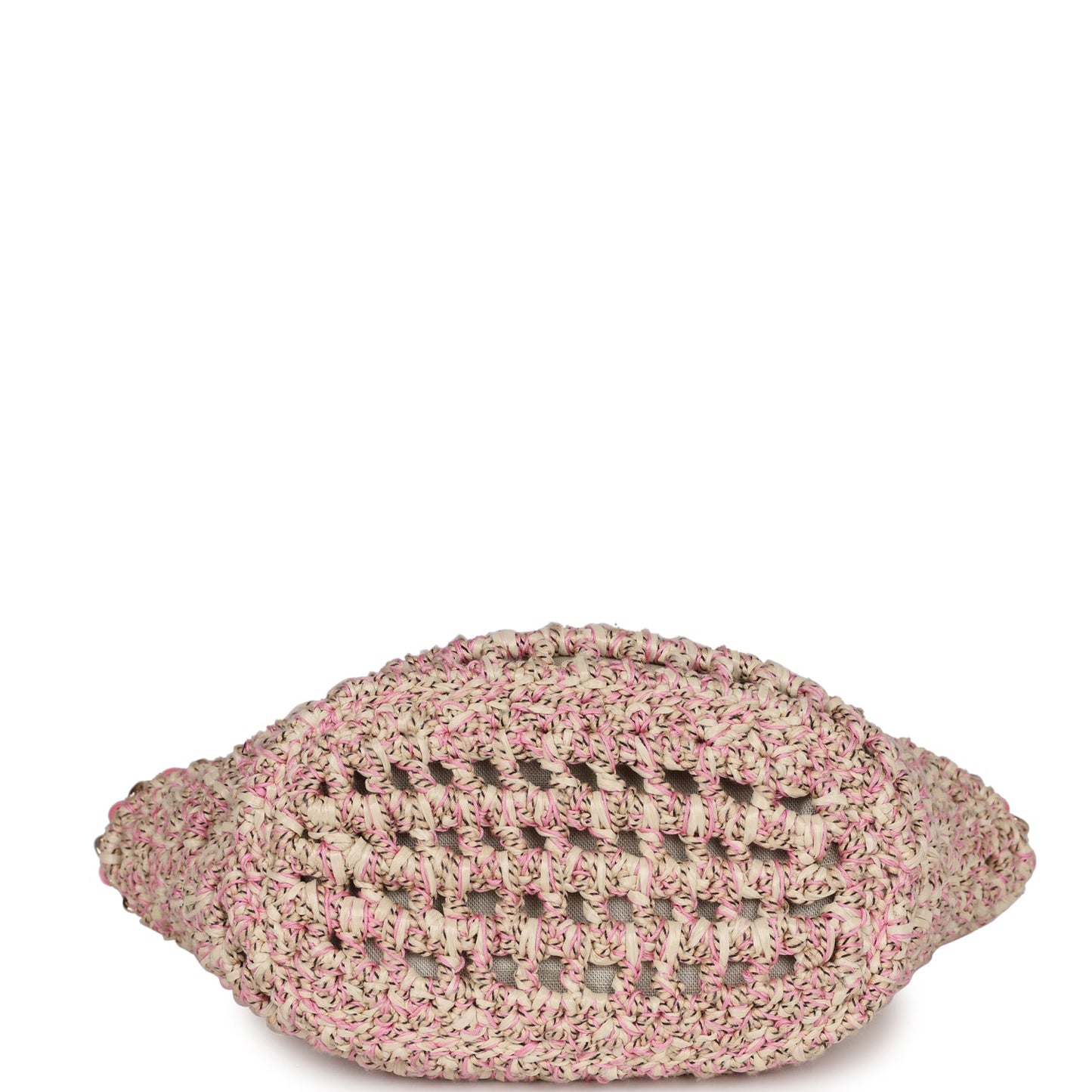 Chanel Small Crochet Shopping Tote Pink and Beige Woven Gold Hardware