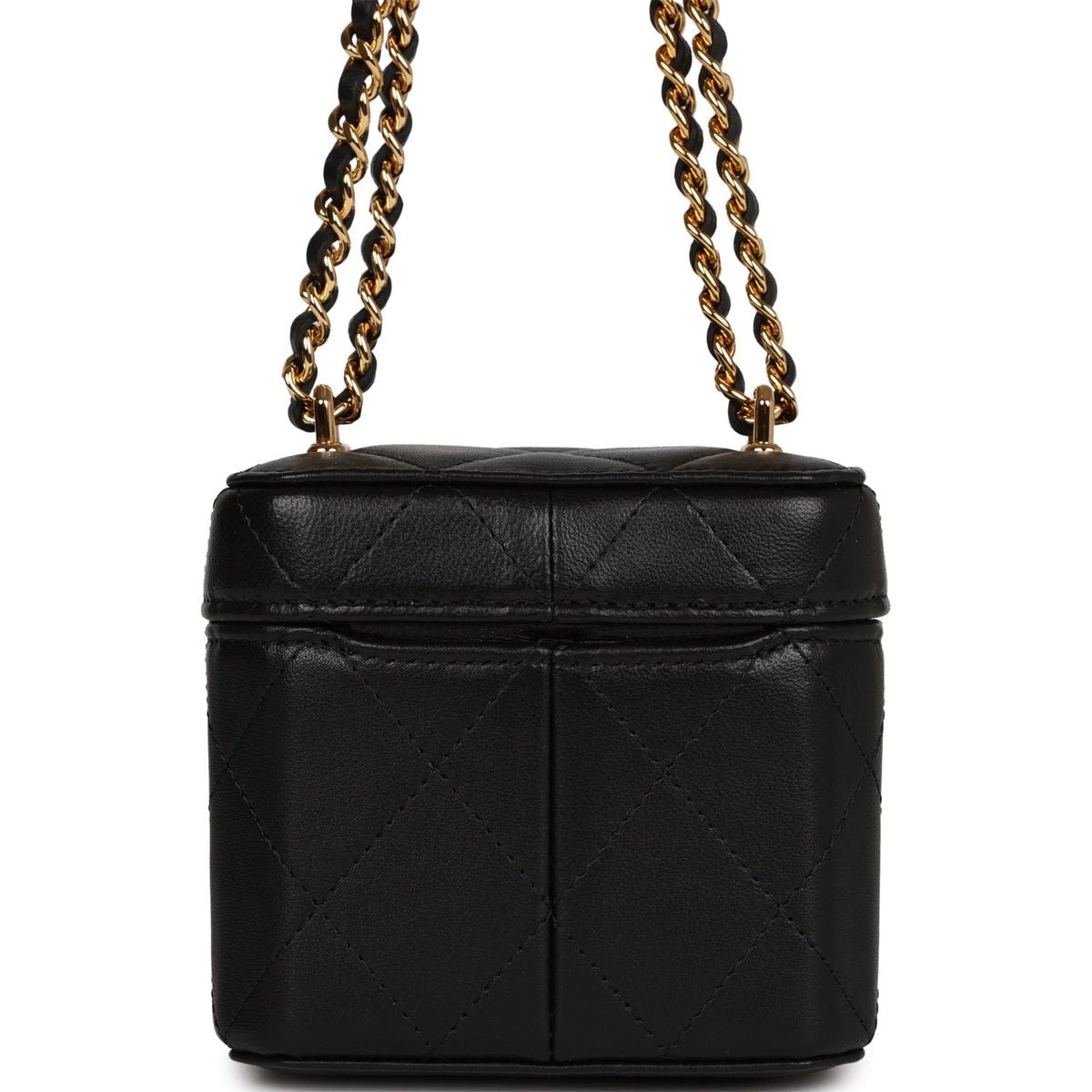Chanel Mini Vanity Case Chain Clutch Black Lambskin Gold Hardware