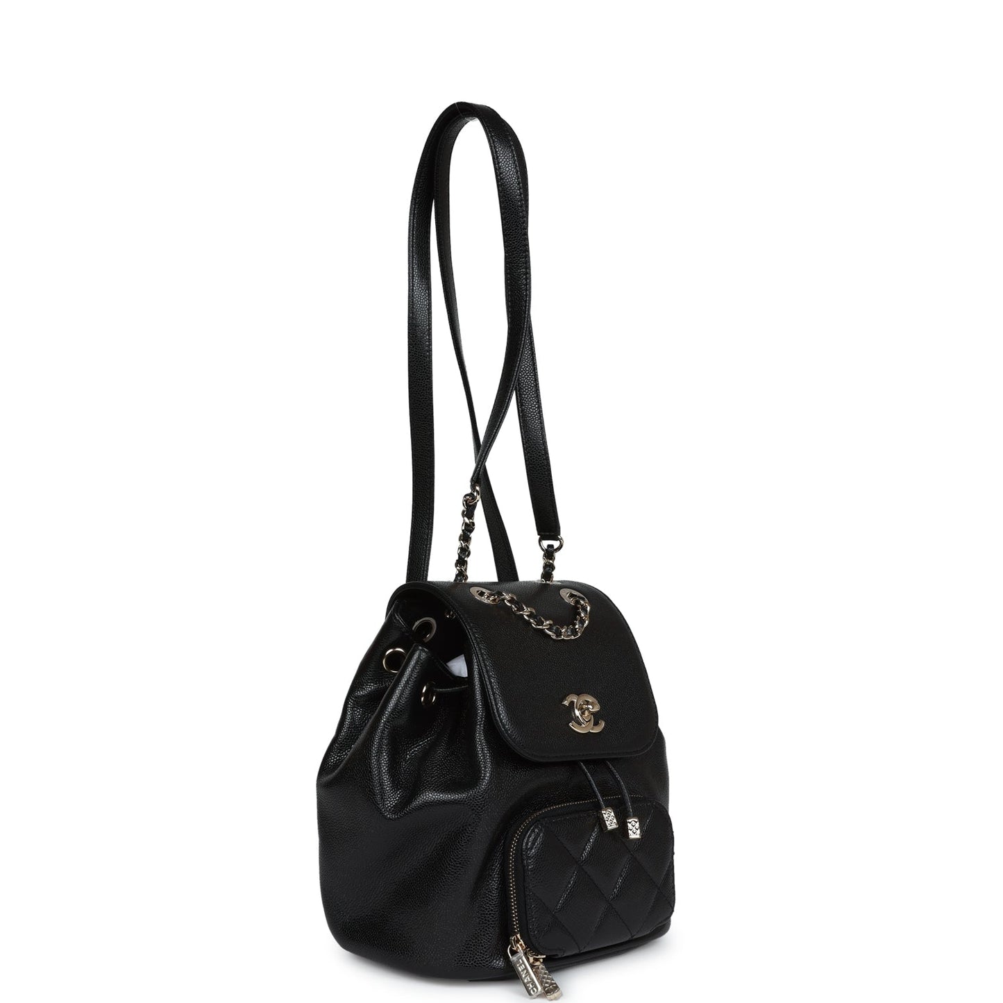 Chanel Small Business Affinity Backpack Black Caviar Light Gold Hardware