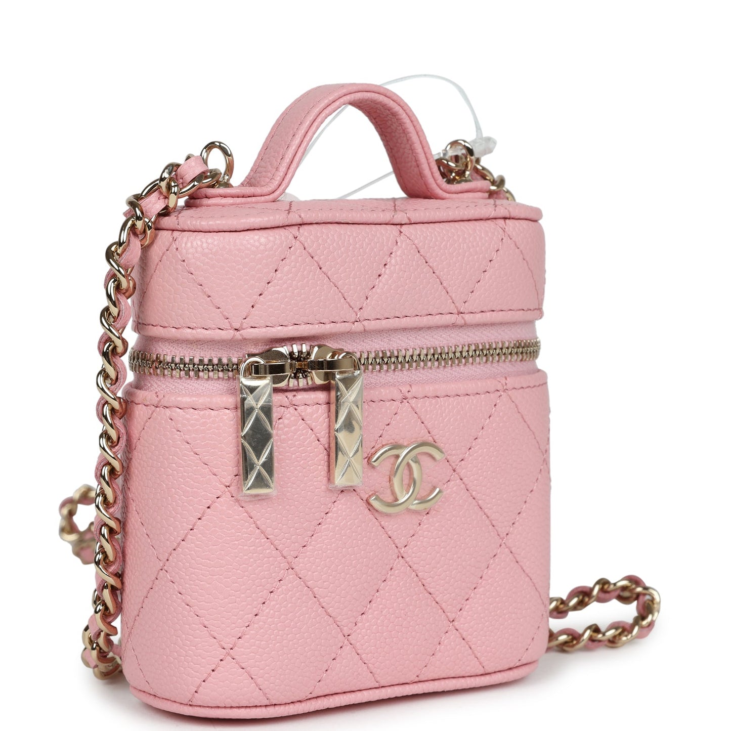 Chanel Mini Top Handle Crossbody Vanity Case Pink Caviar Gold Hardware