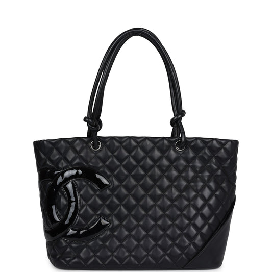 Chanel Large Cambon Ligne Tote Black Calfskin Silver Hardware