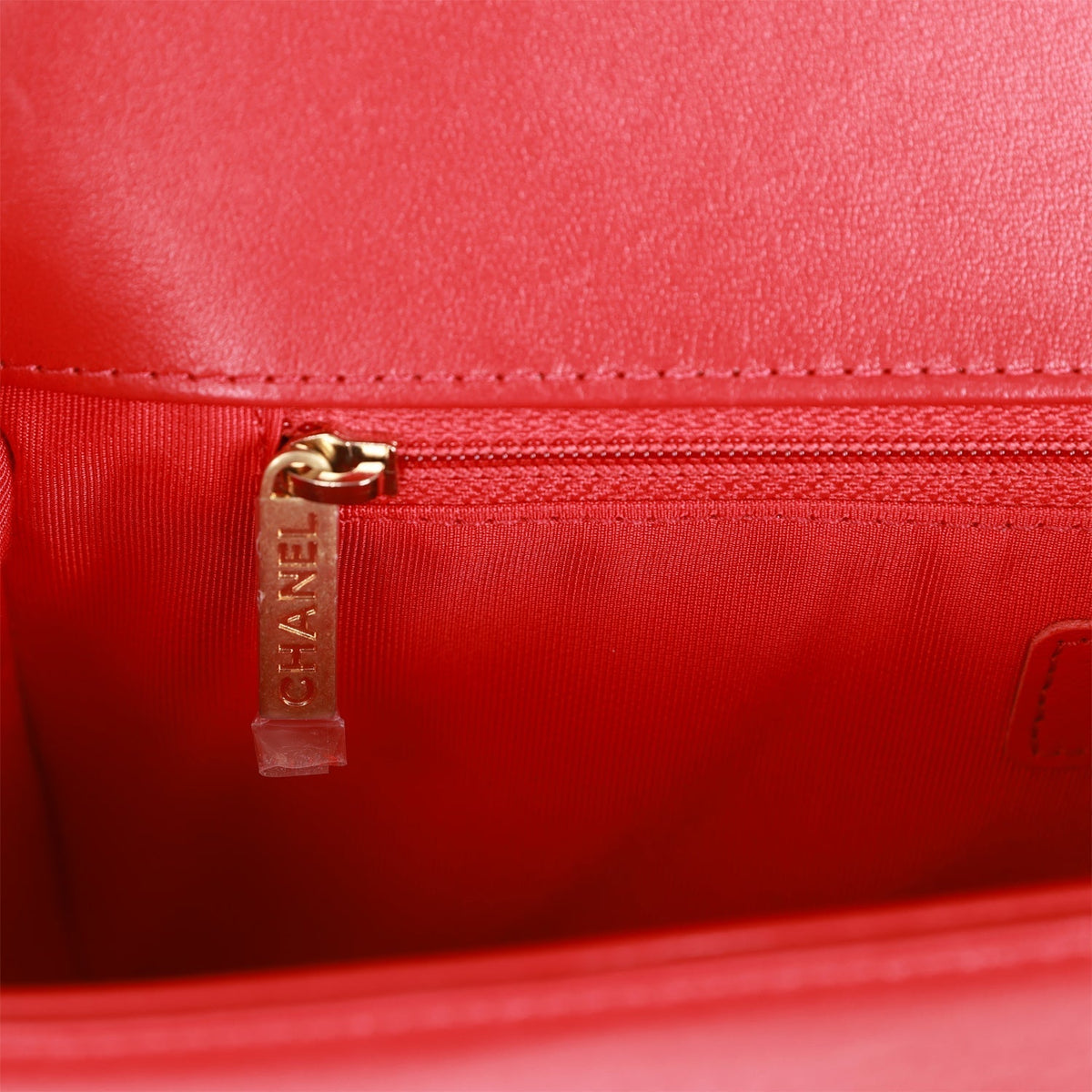 Chanel New Medium Boy Bag Red Lambskin Antique Gold Hardware