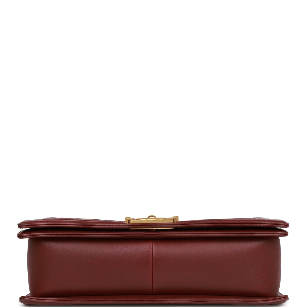 Chanel New Medium Boy Bag Burgundy Chevron Antique Gold Hardware
