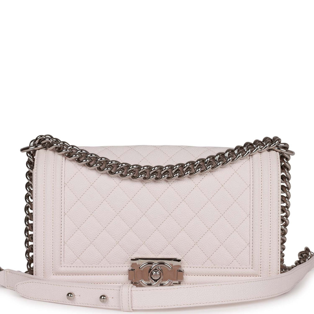 Chanel Medium Boy Light Pink Caviar Silver Hardware