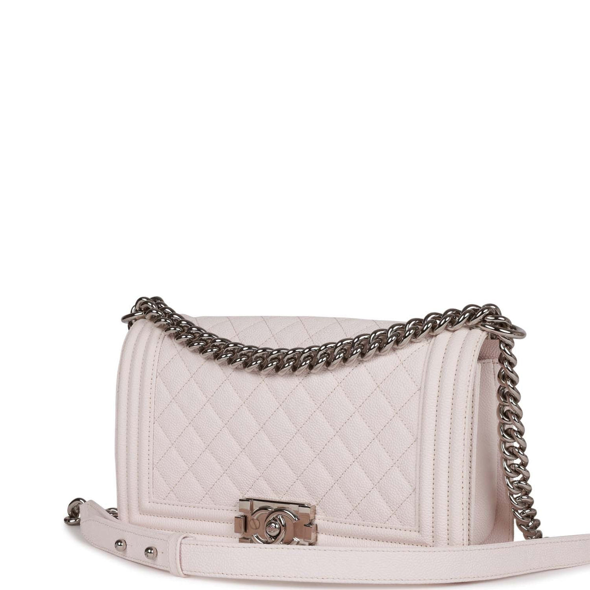 Chanel Medium Boy Light Pink Caviar Silver Hardware