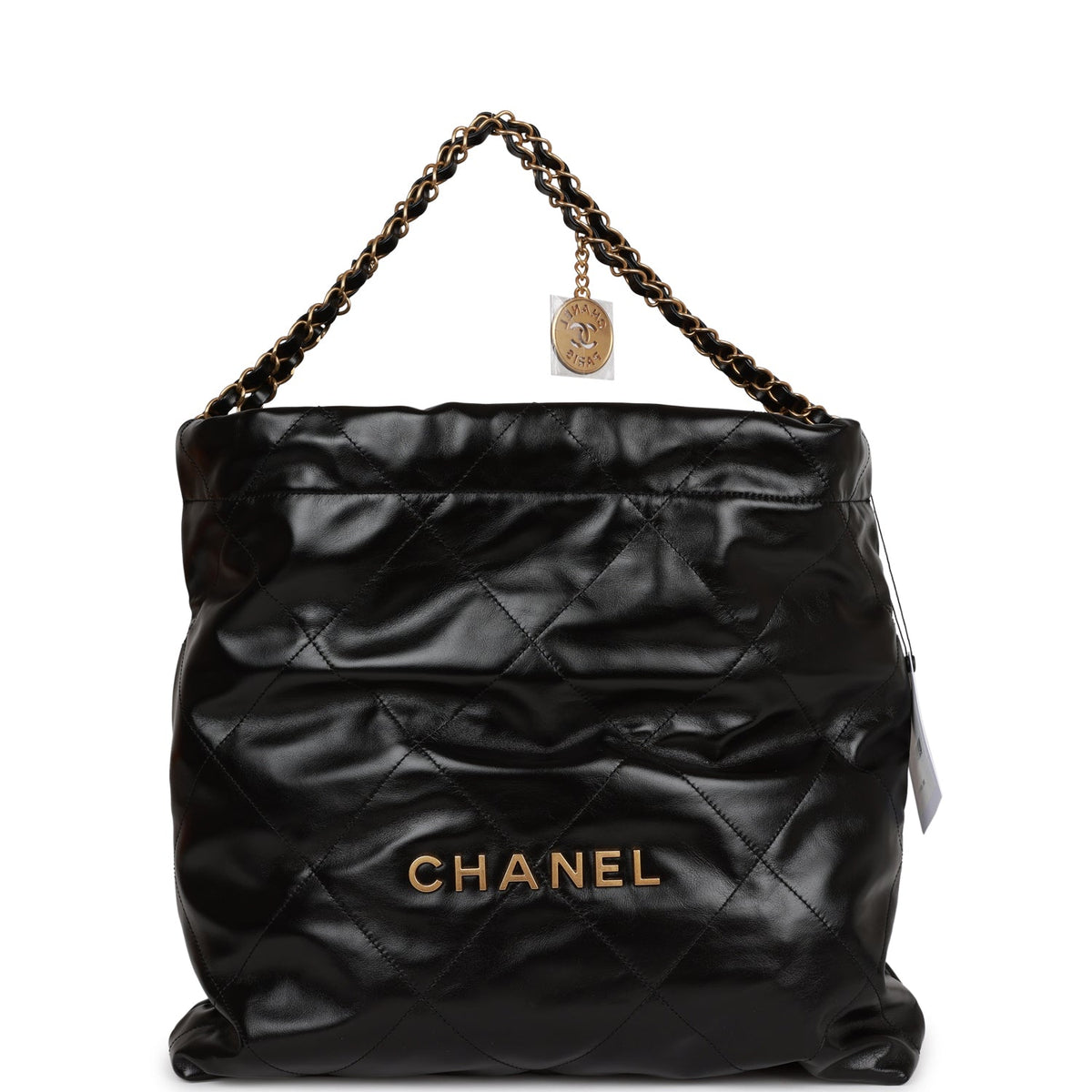 Chanel Medium  Bag Black Calfskin Aged Gold Hardware