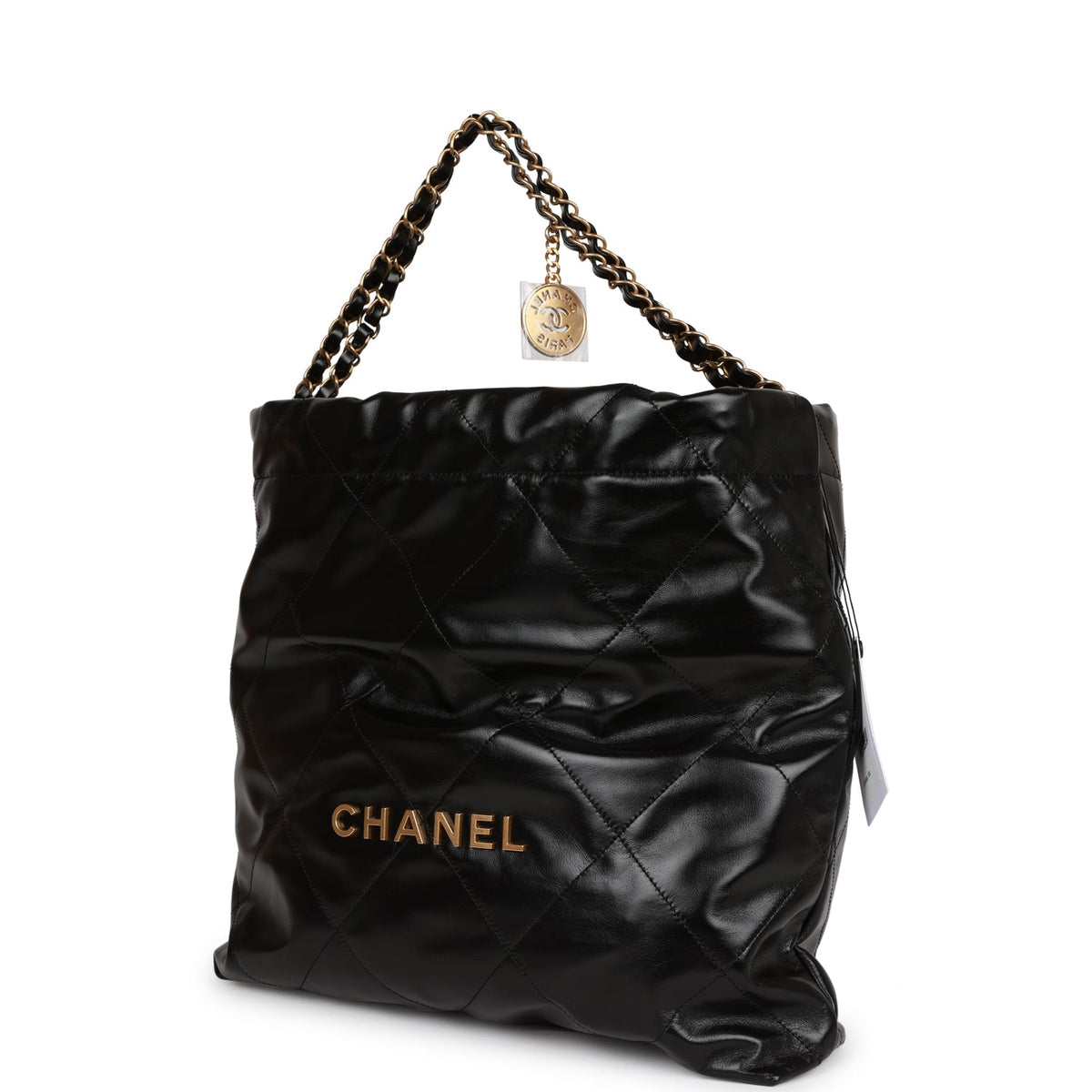 Chanel Medium  Bag Black Calfskin Aged Gold Hardware