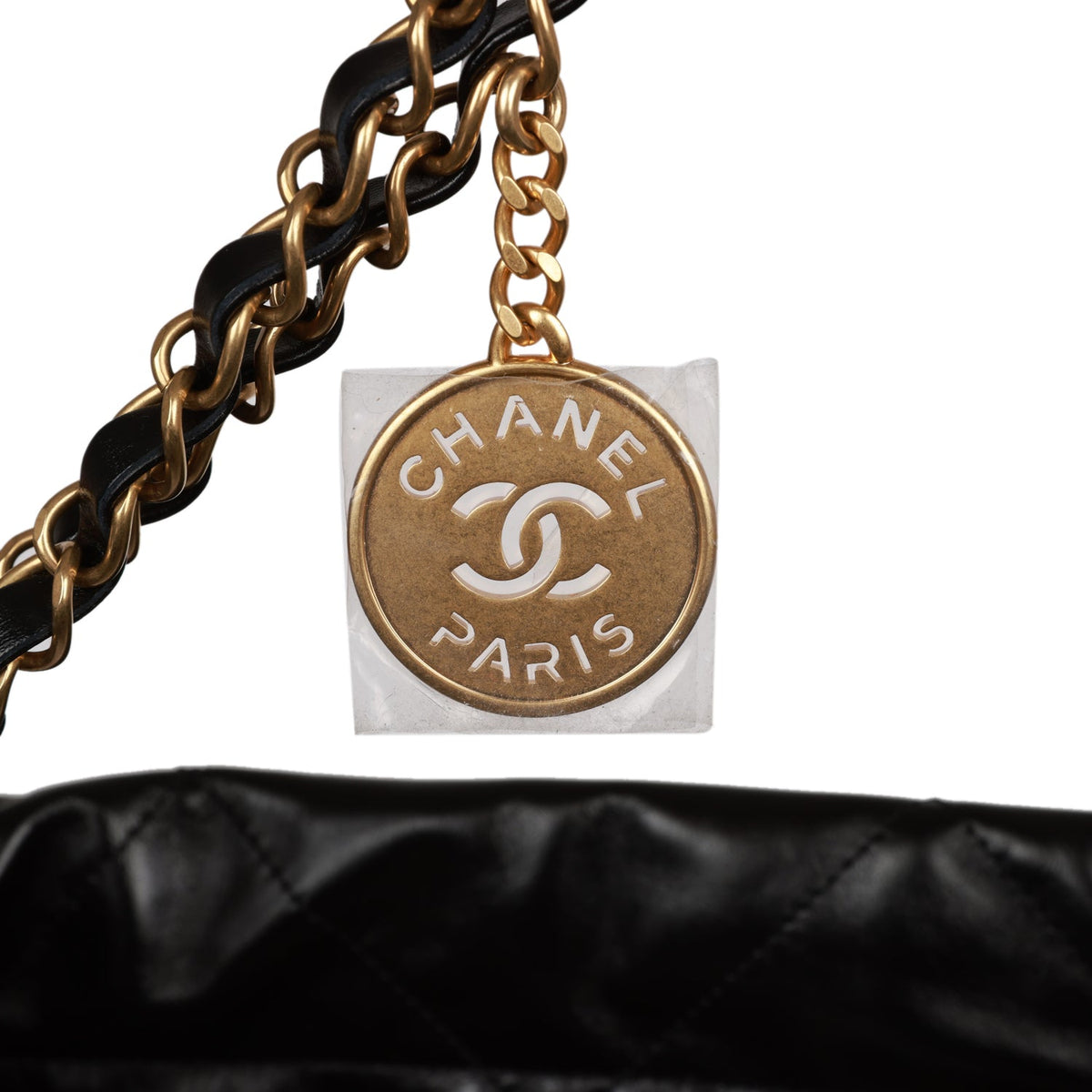 Chanel Medium  Bag Black Calfskin Aged Gold Hardware