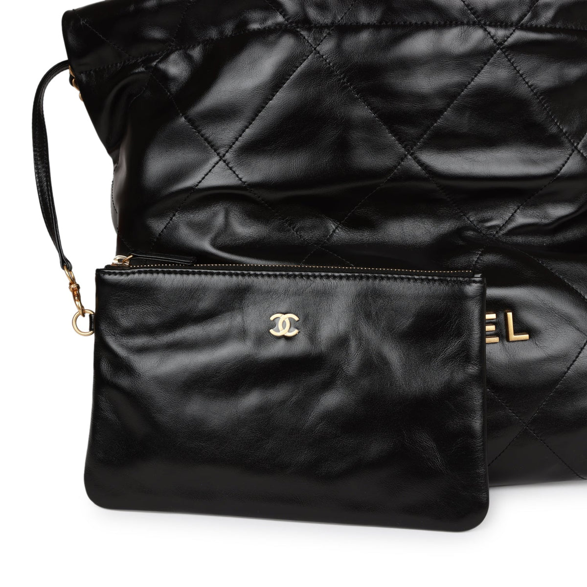 Chanel Medium  Bag Black Calfskin Aged Gold Hardware