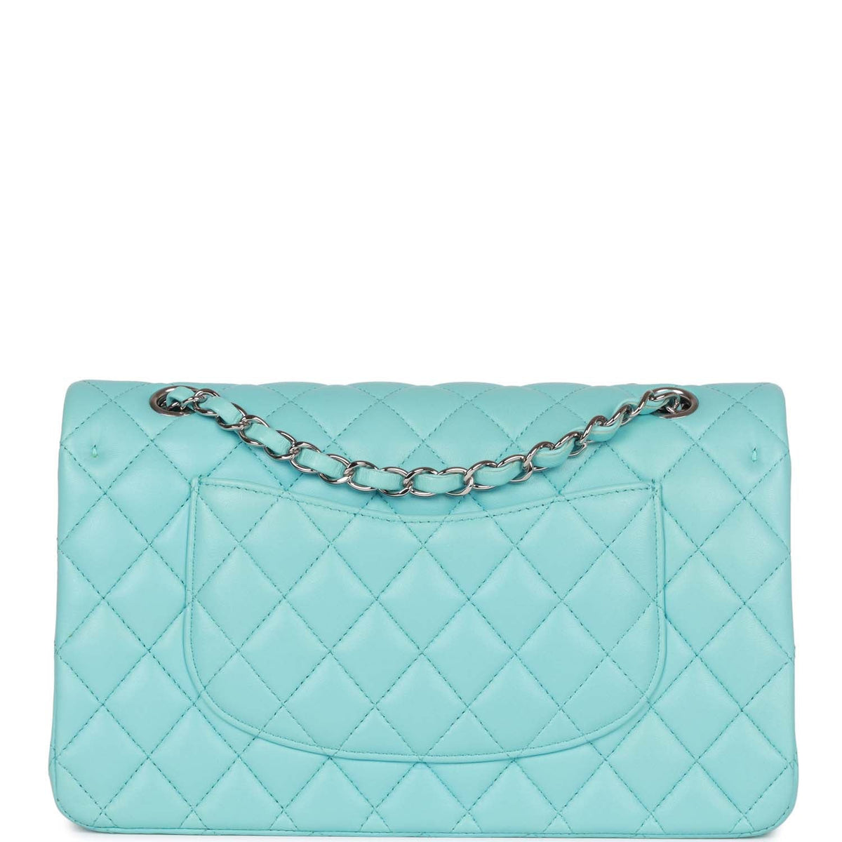 Chanel Medium Classic Double Flap Bag Blue Lambskin Silver Hardware
