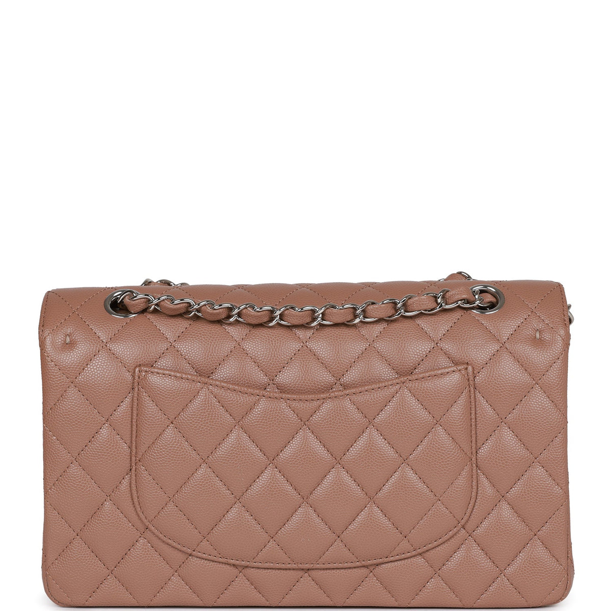 Chanel Medium Classic Double Flap Bag Beige Caviar Silver Hardware