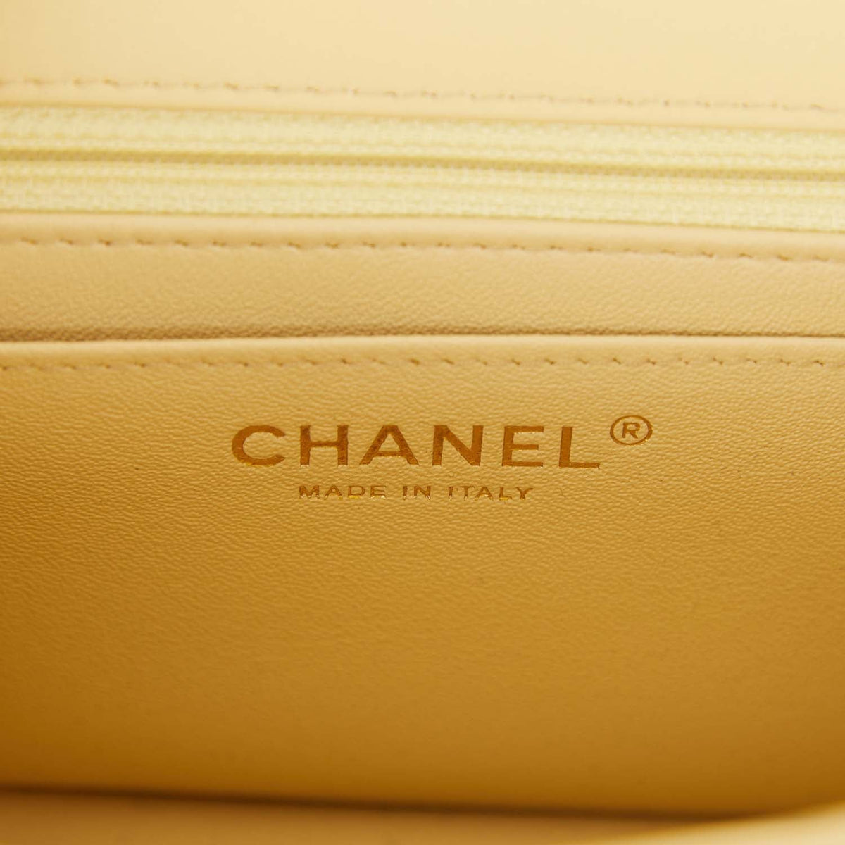 Chanel Mini Square Flap Bag Yellow Lambskin Light Gold Hardware