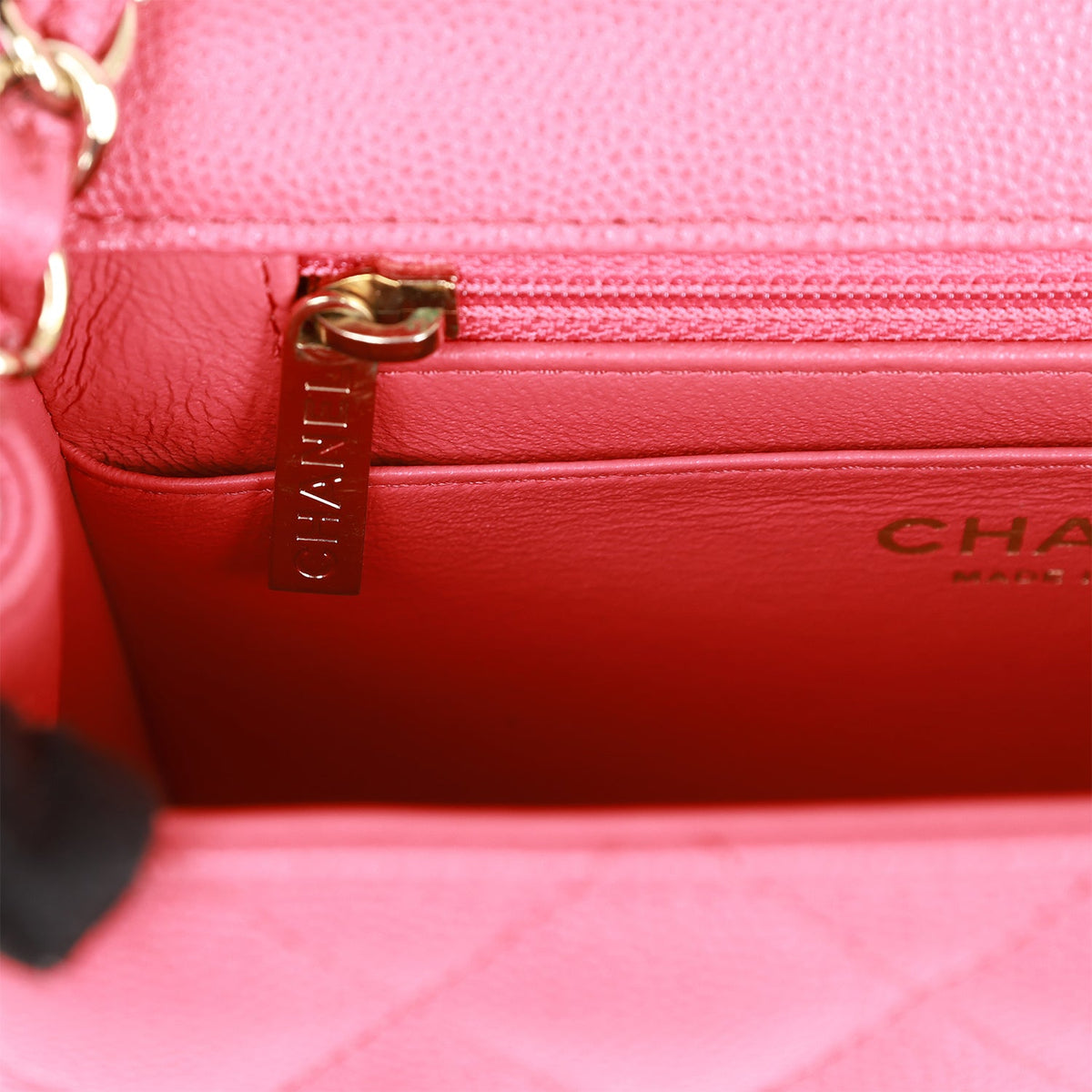 Chanel Mini Square Flap Bag Pink Caviar Gold Hardware
