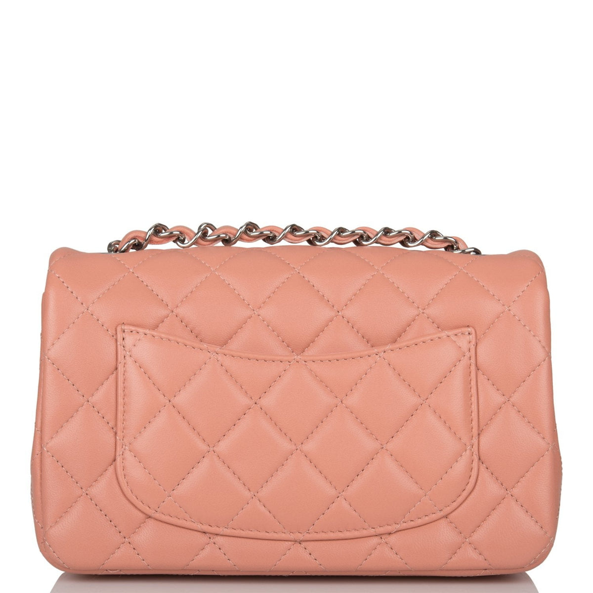 Chanel Mini Rectangular Flap Bag Rose Lambskin Silver Hardware