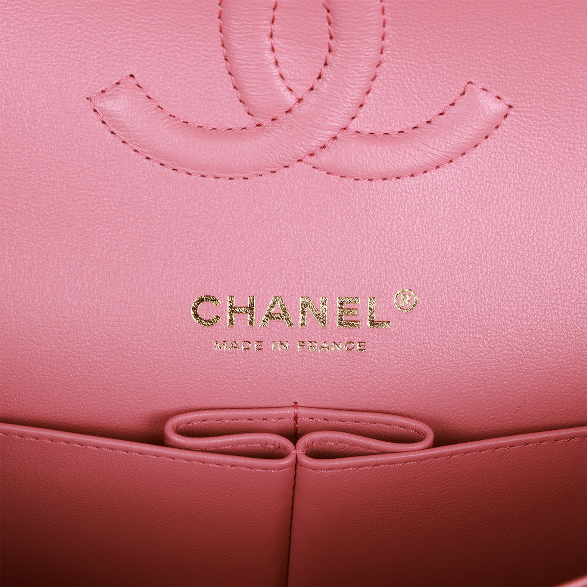 Chanel Medium Classic Double Flap Bag Dark Pink Caviar Light Gold Hardware