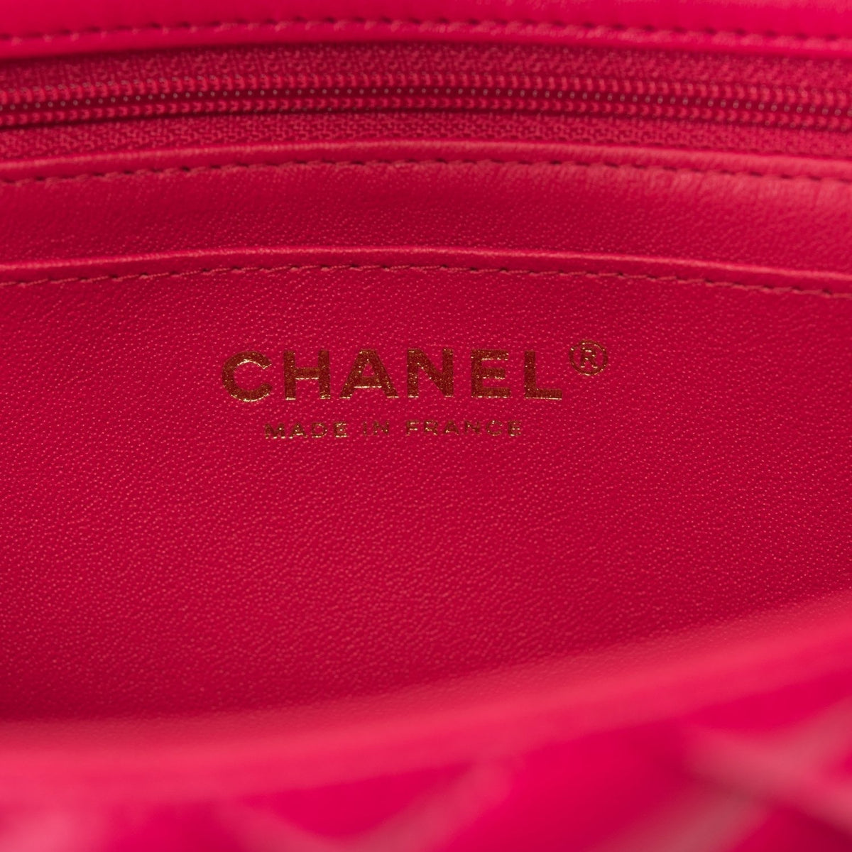 Chanel Mini Rectangular Flap with Top Handle Dark Pink Lambskin Light Gold Hardware