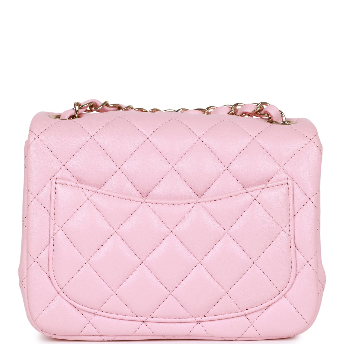 Chanel Mini Square Flap Pink Lambskin Light Gold Hardware