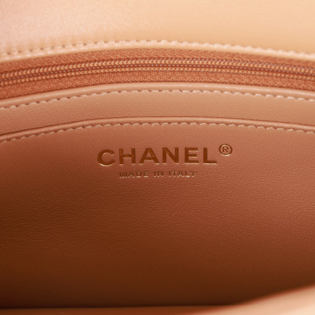 Chanel Mini Rectangular Flap with Top Handle Caramel Lambskin Light Gold Hardware