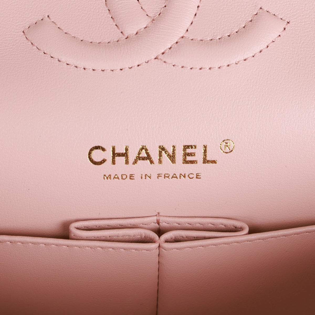 Chanel Medium Classic Double Flap Bag Light Pink Lambskin Light Gold Hardware