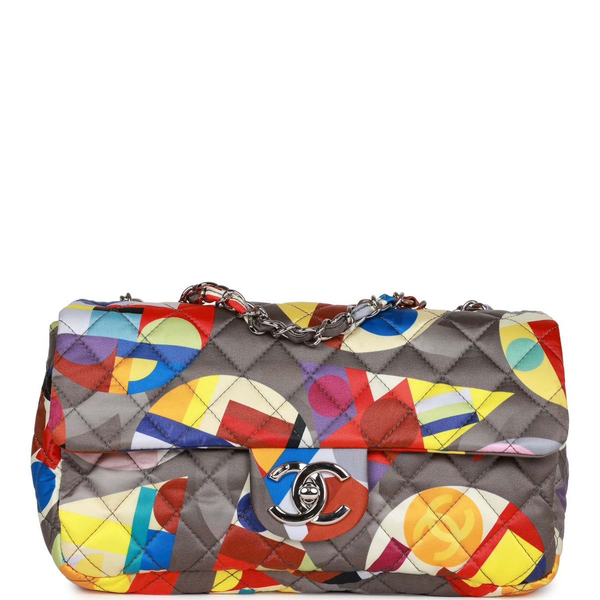 Chanel Medium Flap Bag Coco Color Multicolor Nylon Silver Hardware