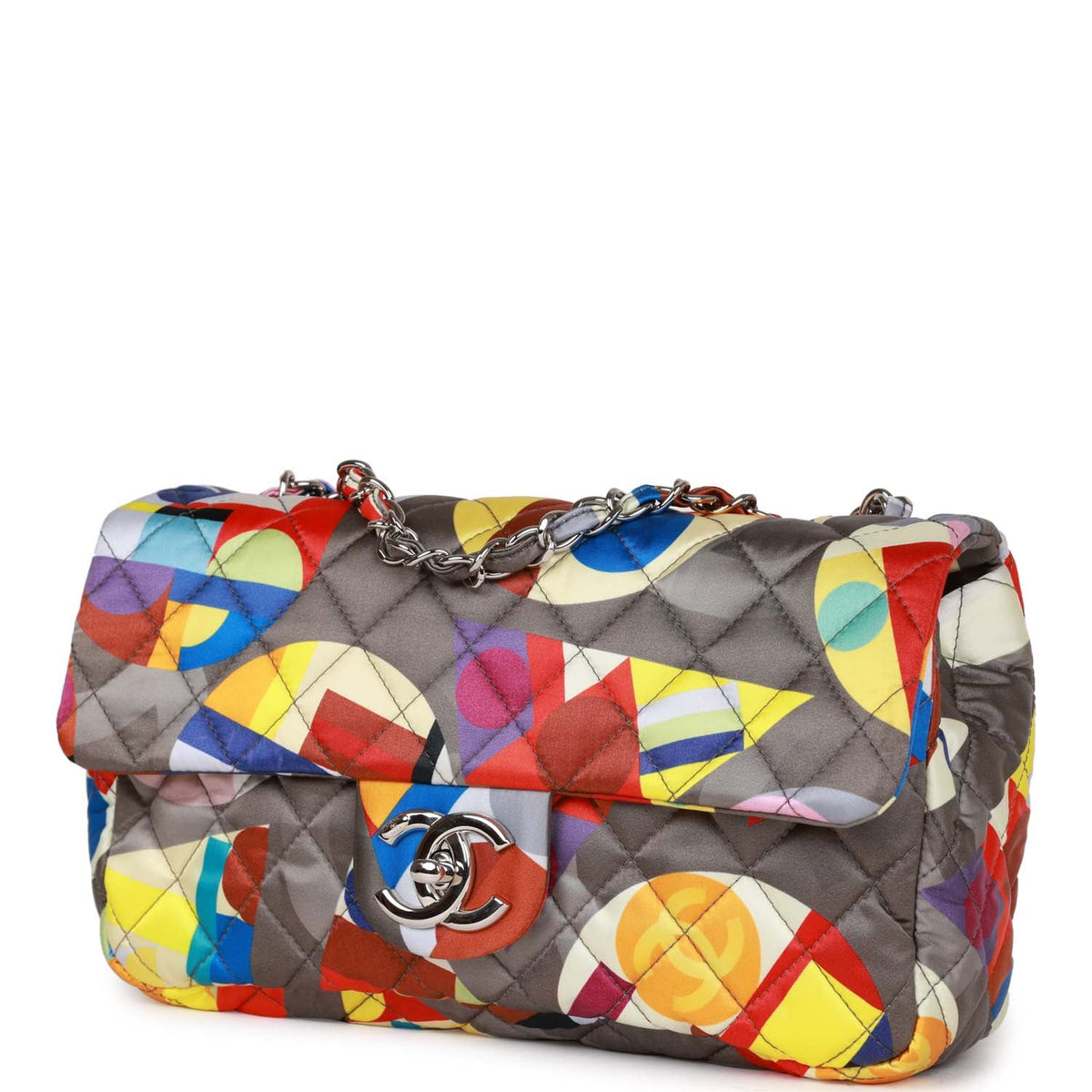 Chanel Medium Flap Bag Coco Color Multicolor Nylon Silver Hardware