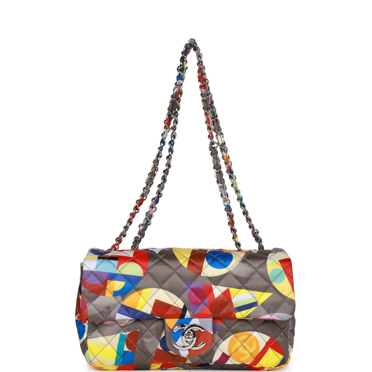 Chanel Medium Flap Bag Coco Color Multicolor Nylon Silver Hardware