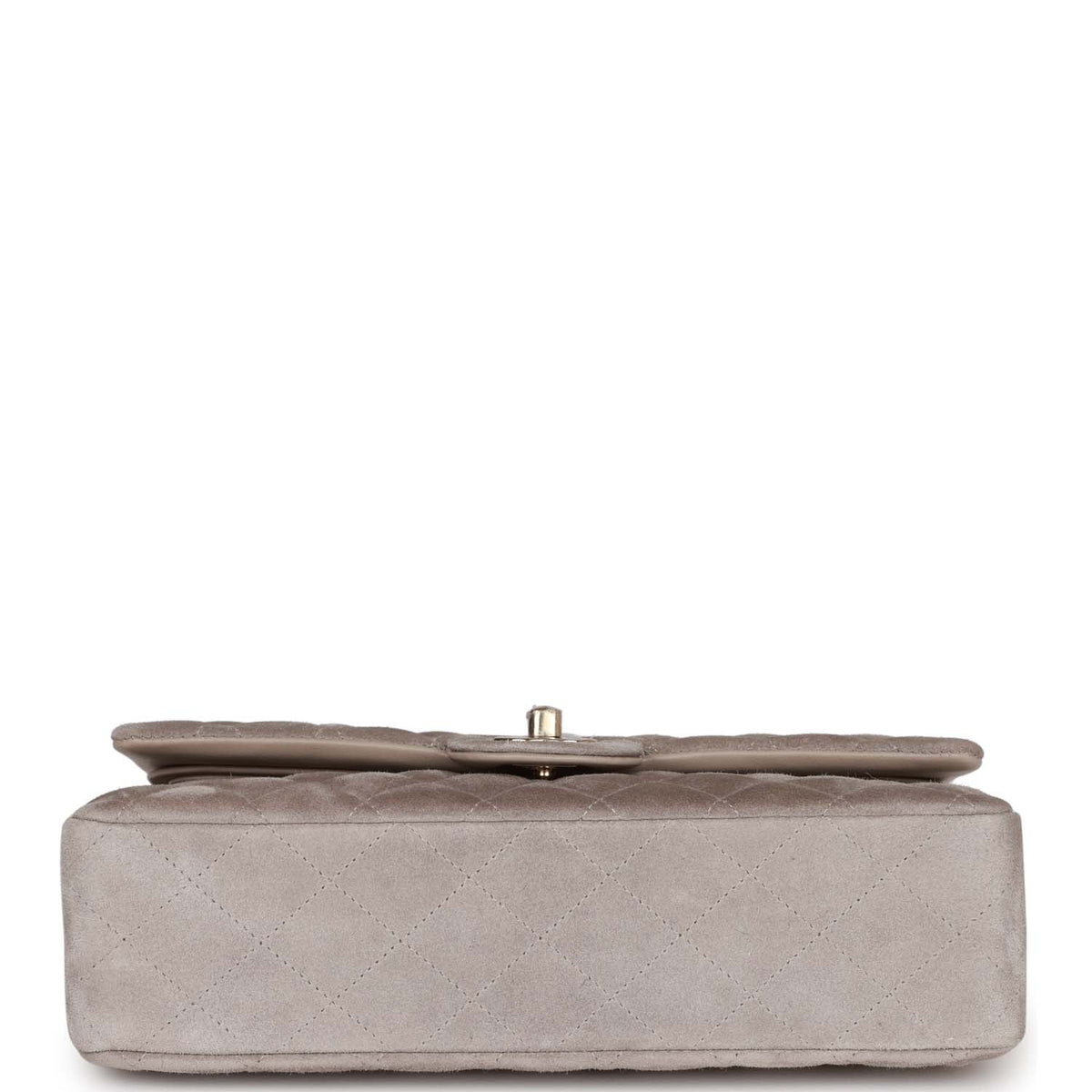Chanel Medium Classic Double Flap Bag Grey Suede Light Gold Hardware