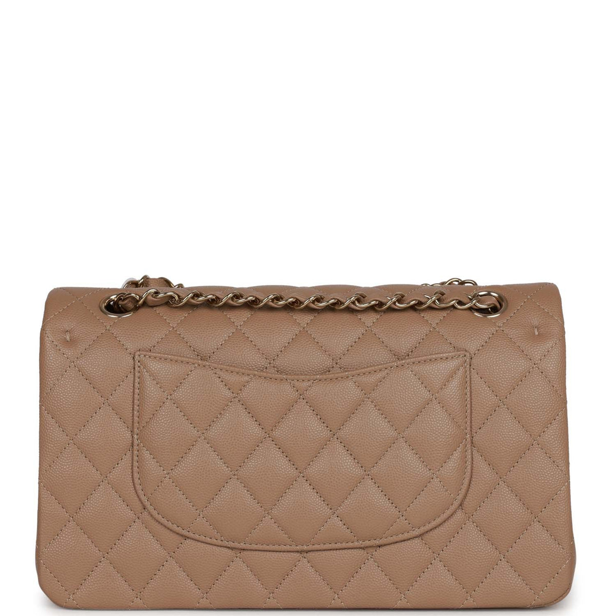 Chanel Medium Classic Double Flap Bag Dark Beige Caviar Light Gold Hardware