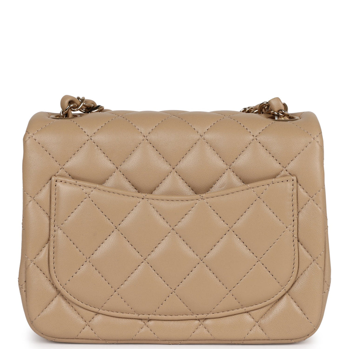 Chanel Mini Square Flap Bag Beige Lambskin Light Gold Hardware