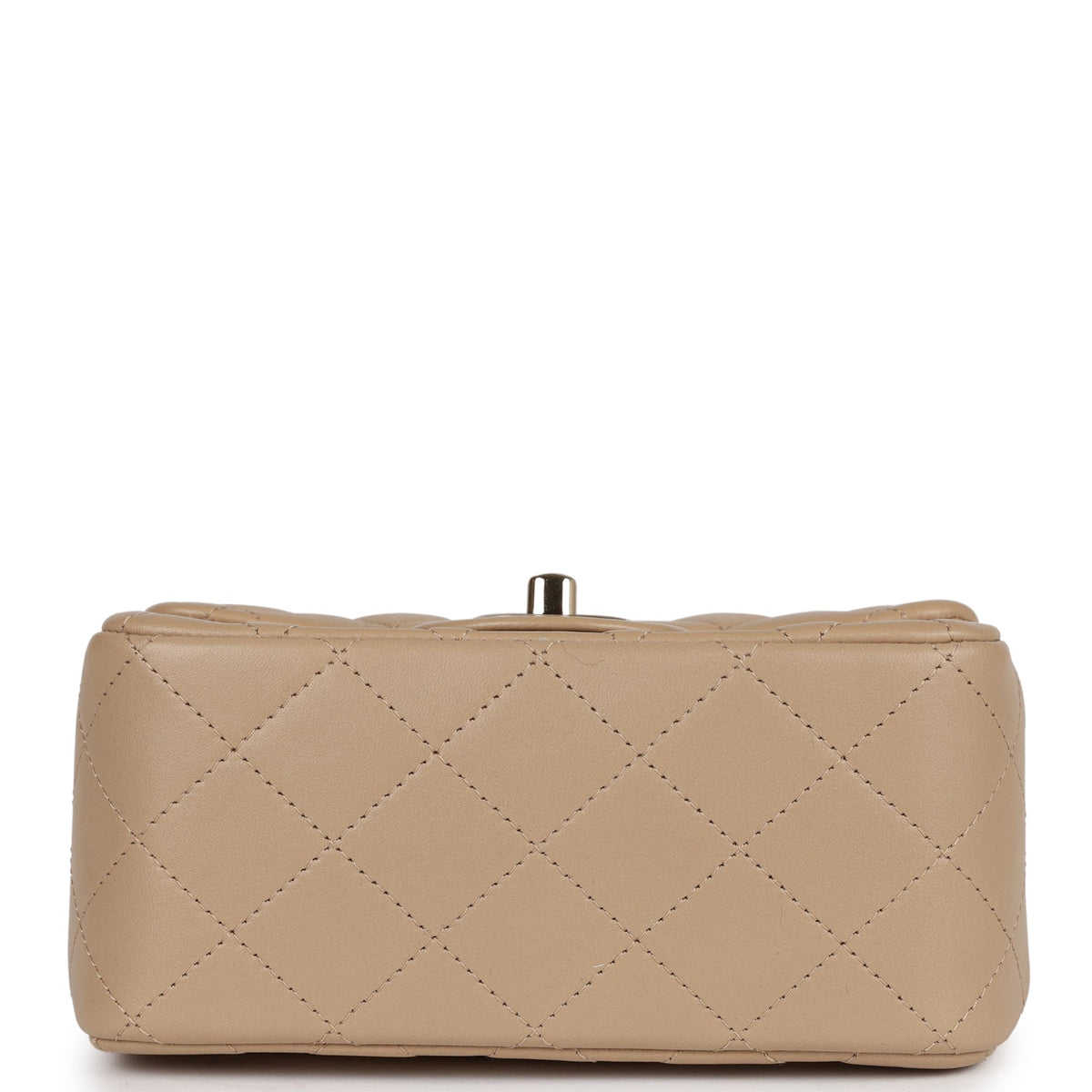Chanel Mini Square Flap Bag Beige Lambskin Light Gold Hardware