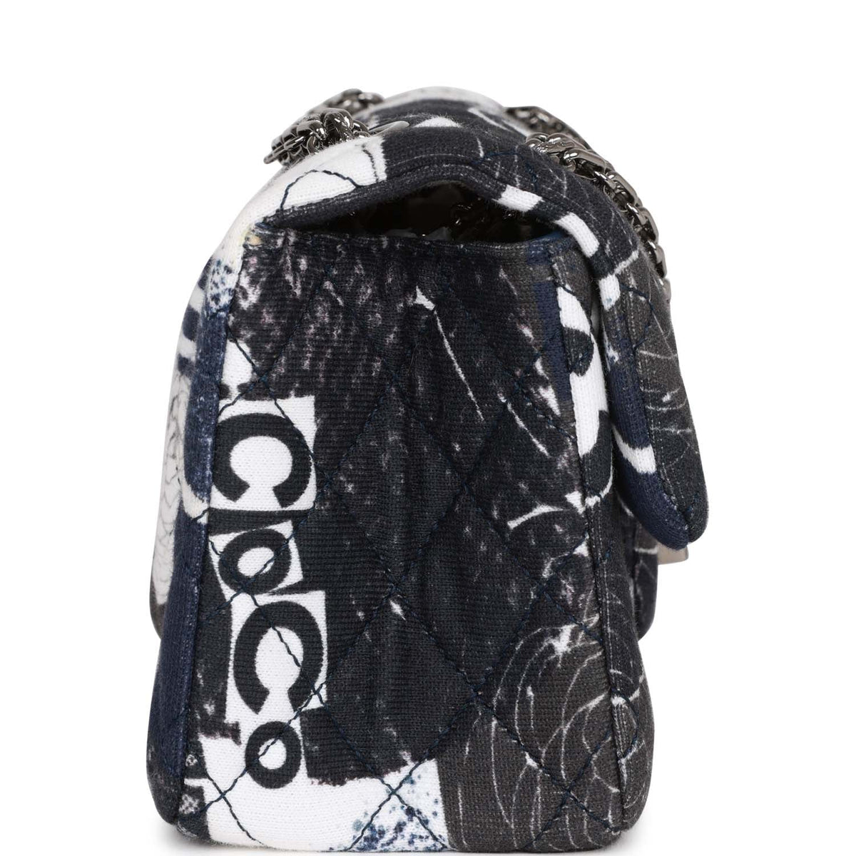 Chanel Mini Reissue . Flap Bag Navy Graffiti Jersey Ruthenium Hardware