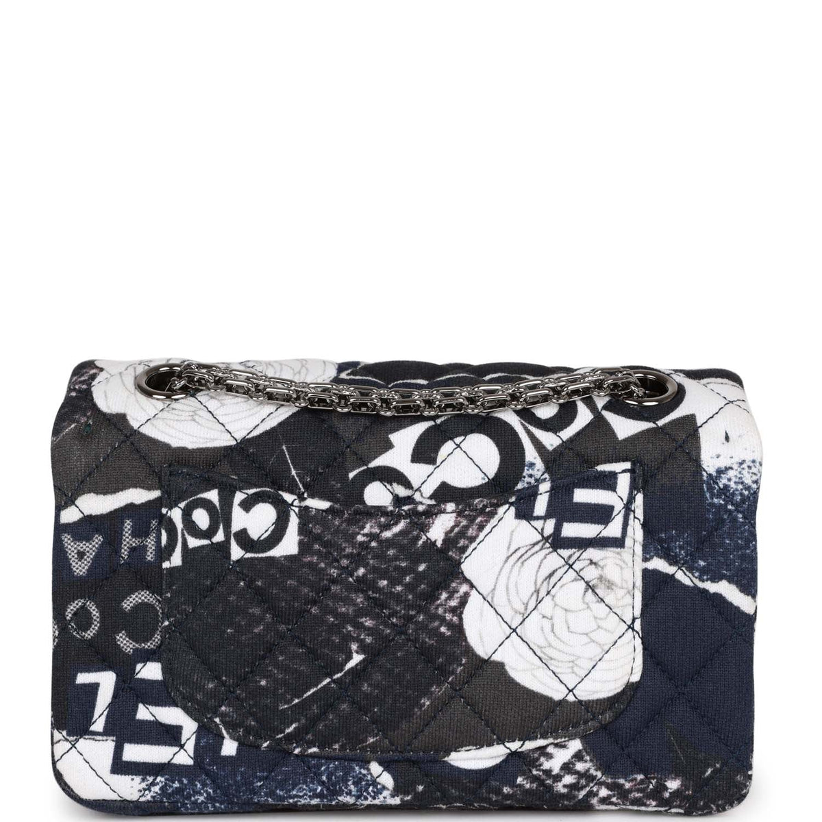 Chanel Mini Reissue . Flap Bag Navy Graffiti Jersey Ruthenium Hardware